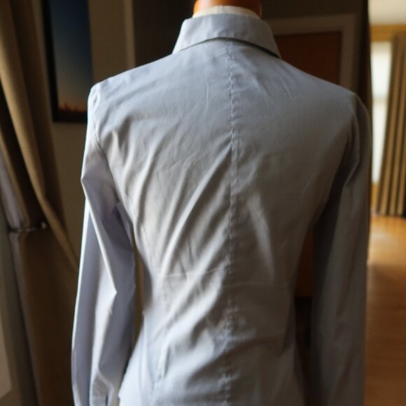 Hugo Boss button front long sleeve light blue blouse size 34 cotton blend womens - Picture 2 of 16